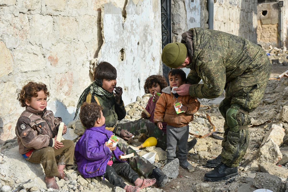 Children in Aleppo (Syria). Photo by Russia’s Ministry of Defence, mil.ru Children in Aleppo (Syria). Photo by Russia’s Ministry of Defence, mil.ru
